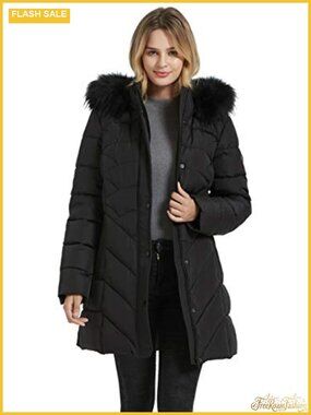 Women's Winter Warm Thickened Long Parka Jacket with Faux Fur Hood